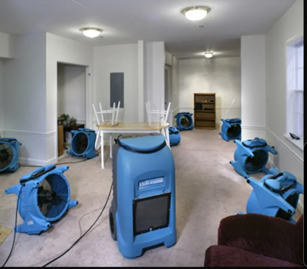 Air movers and dehumidifier setup for Water Extraction & Removal in Sparks